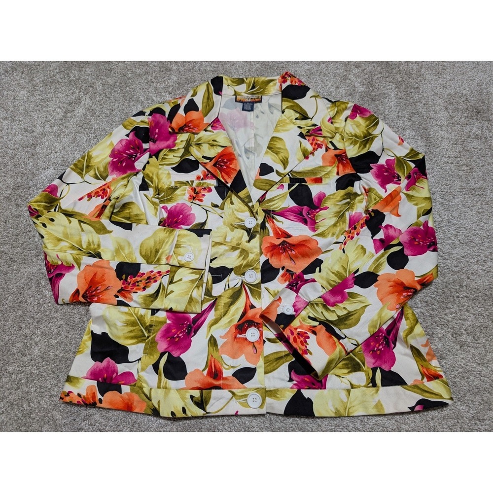 Havana‎ Jacks Cafe Women's Tropical Floral Blazer Jacket XL